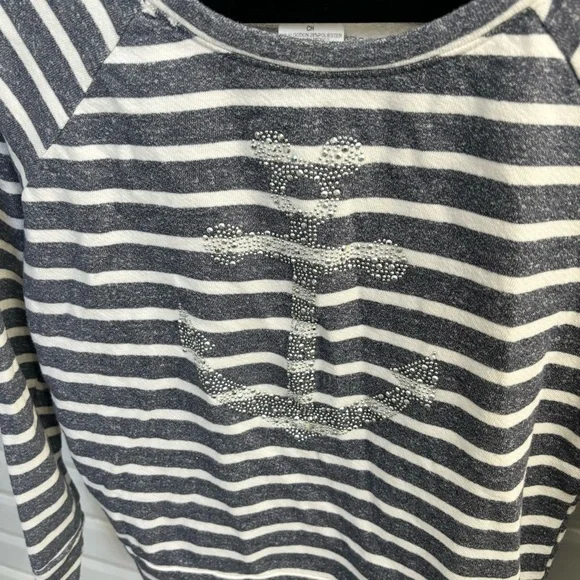 Disney Cruise Line Blue Grey Striped Sweater with Anchor Design, Women's Small - Picture 4 of 4